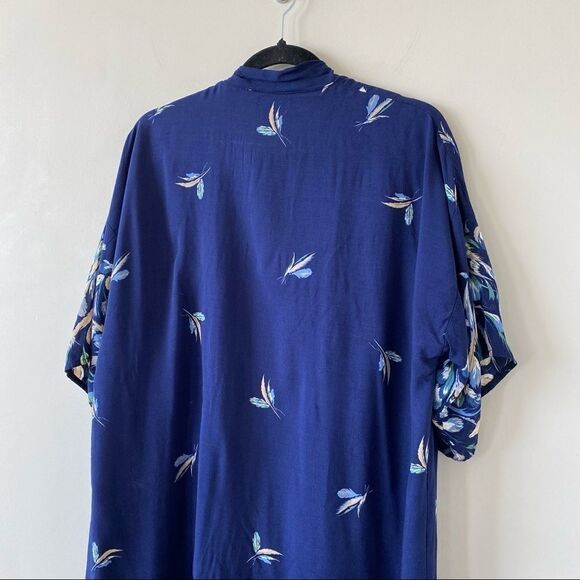 SUMMER & Rose-Leaf Print Midi Lightweight Kimono - Picture 5 of 8